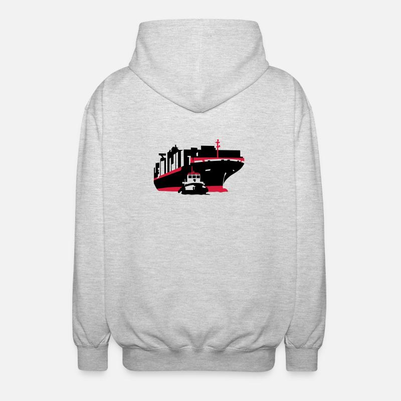 container ship - Unisex Hooded Jacket - light heather grey