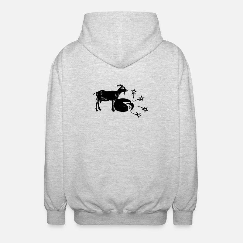 Fromage en tranches et chèvre, - Veste à capuche unisexe - gris clair chiné
