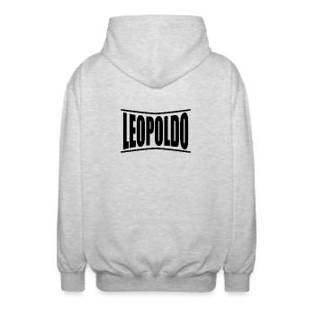 nom du t-shirt Idée cadeau de t-shirt Leopoldo - Veste à capuche unisexe - gris clair chiné - Dos - AI Model Male 185 light (185cm)