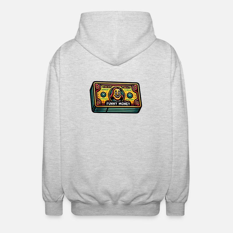 Lebendige Geldscheinkunst im Neonstil - Unisex Kapuzenjacke - Hellgrau meliert