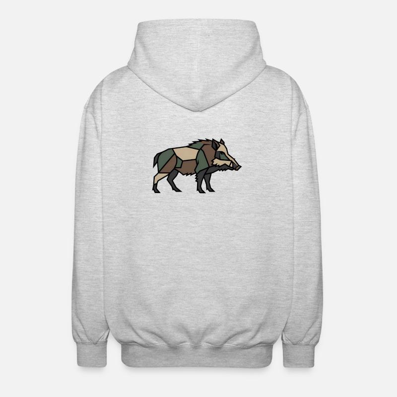 Geometric Boar Low Poly - Unisex Hooded Jacket - light heather grey