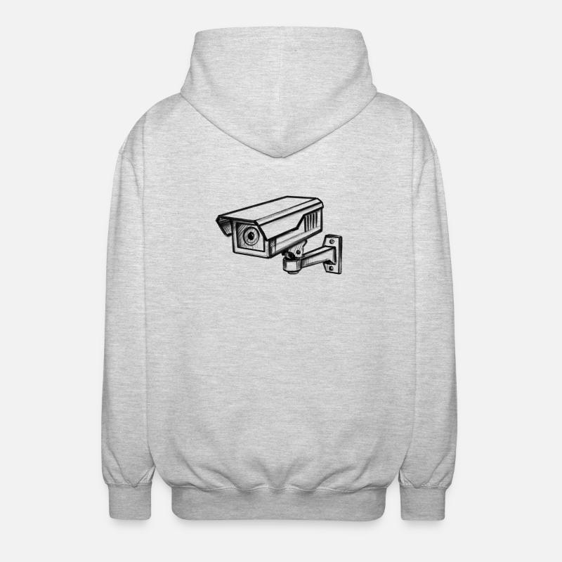 Security Camera Security - Illusionration - Unisex Hooded Jacket - light heather grey