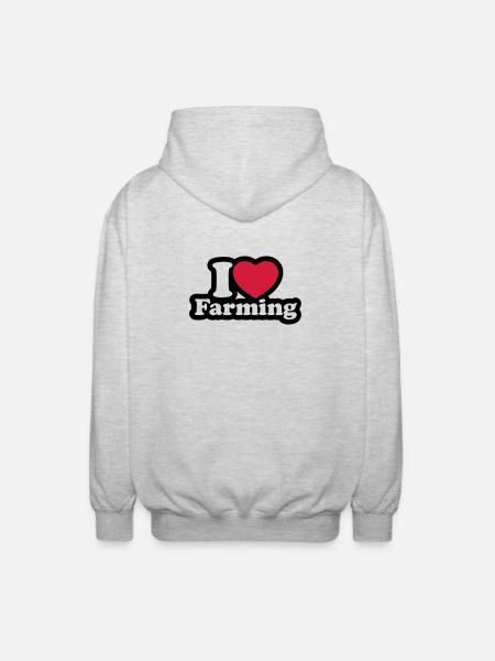 I love farming - Unisex Hooded Jacket - light heather grey