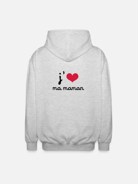 J'aime ma Maman - Veste à capuche unisexe - gris clair chiné