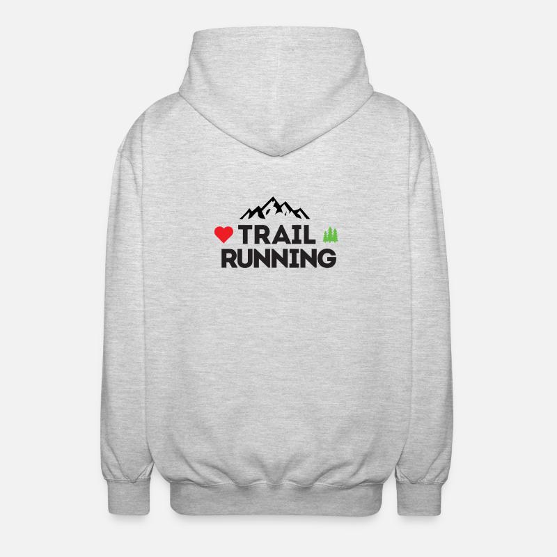 Ich liebe Trailrunning - Unisex Kapuzenjacke - Hellgrau meliert