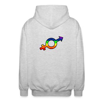 Gender-Transgender-Logo mit Regenbogen - Unisex Kapuzenjacke - Hellgrau meliert - Hinten - AI Model Male 185 light (185cm)