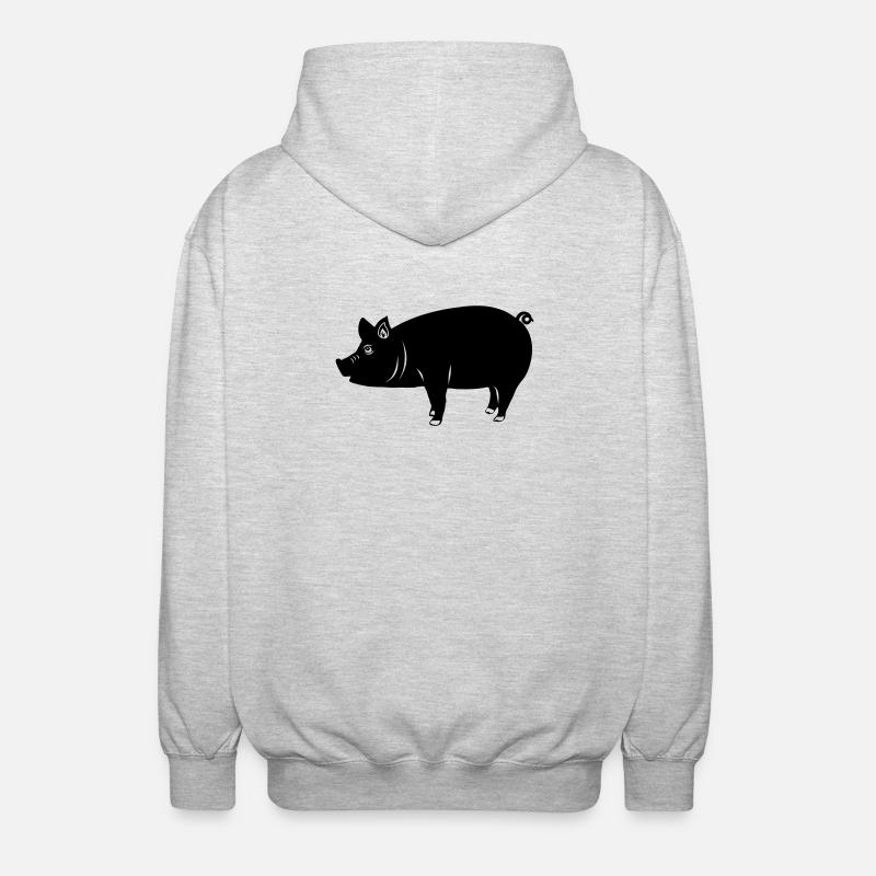 Logo de cochon Image d’ombre - Veste à capuche unisexe - gris clair chiné