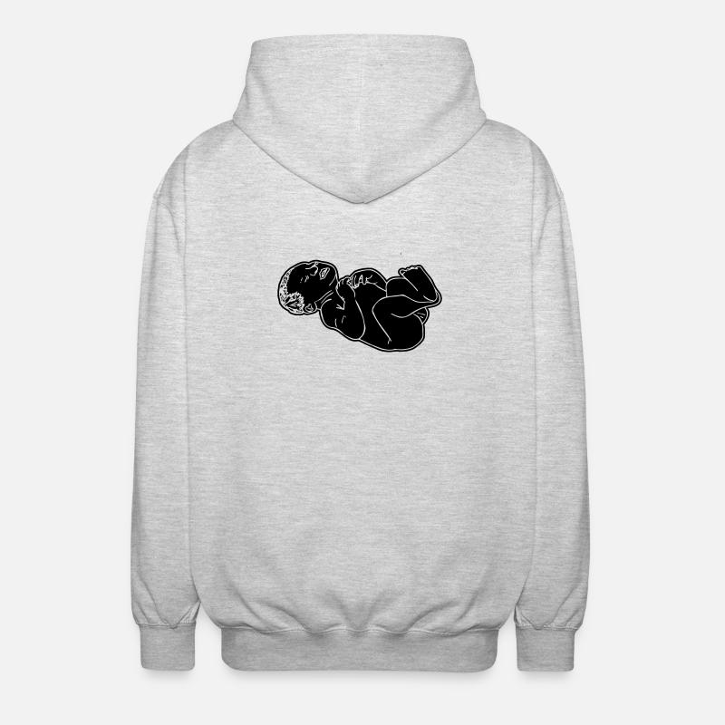 Illustration d’ombre de bébé nouveau-né - Veste à capuche unisexe - gris clair chiné
