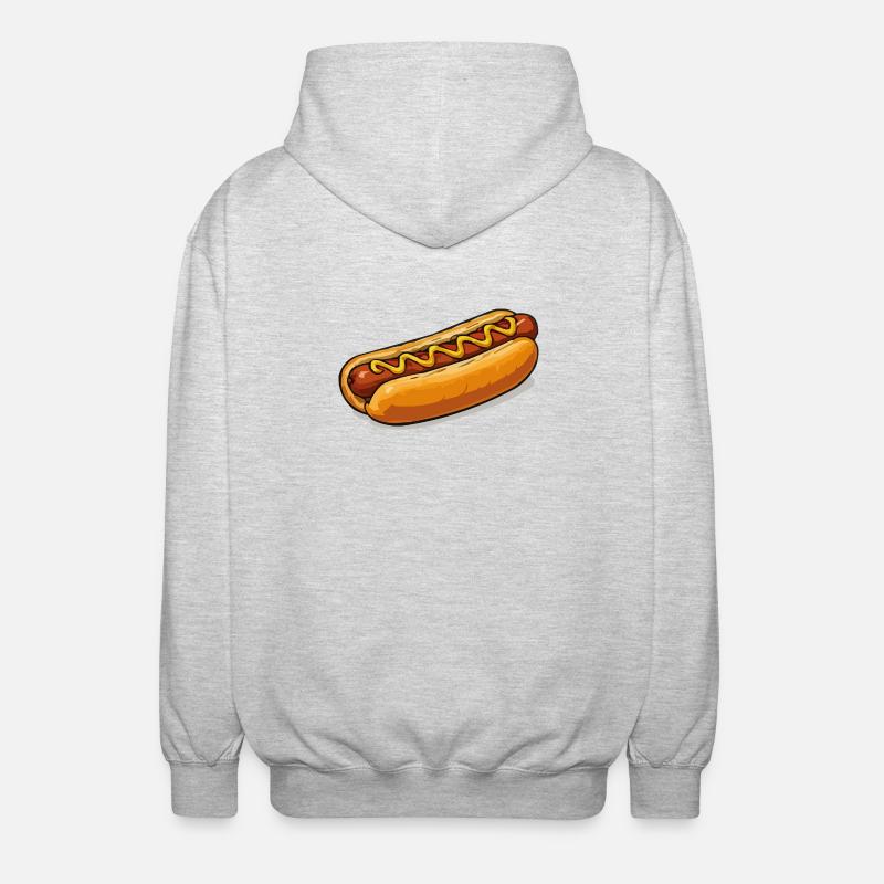Cheerful Hot Dog Comic - Unisex Hooded Jacket - light heather grey