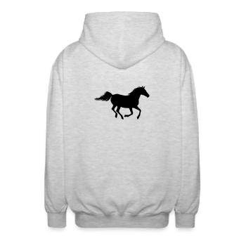 Shagya Arabe Galop Cheval Amour - Veste à capuche unisexe - gris clair chiné - Dos - AI Model Male 185 light (185cm)