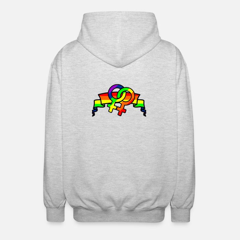 Regenbogen lesbies stolzes Logo - Unisex Kapuzenjacke - Hellgrau meliert