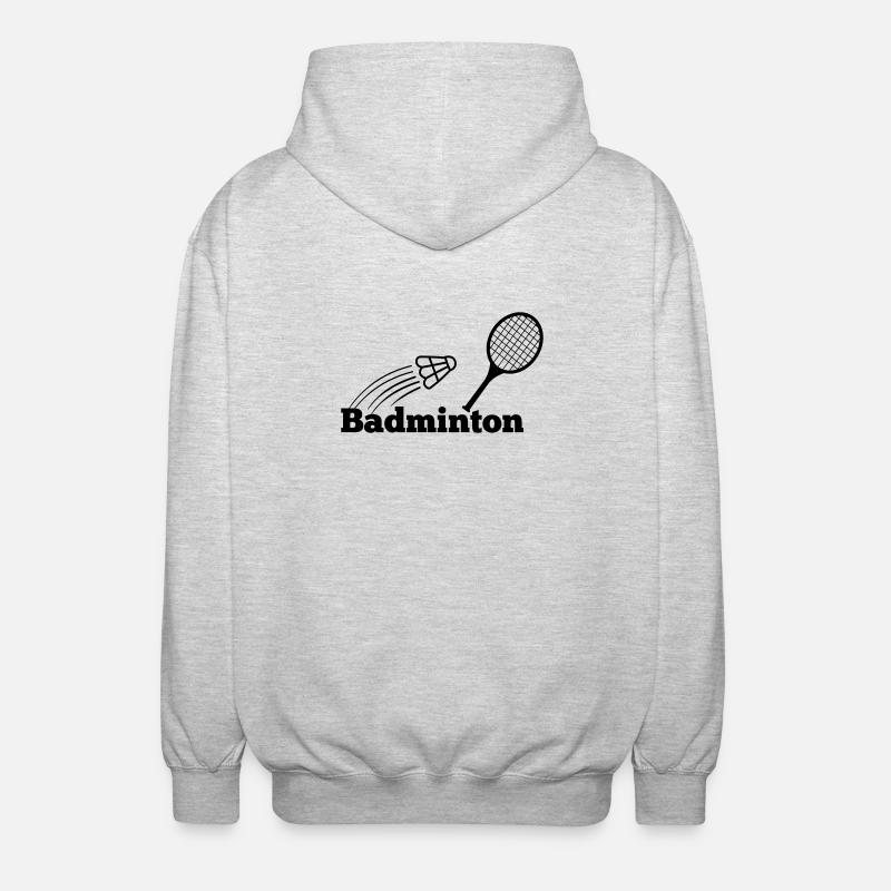 Badmintontext mit Shuttle und Schläger - Unisex Kapuzenjacke - Hellgrau meliert