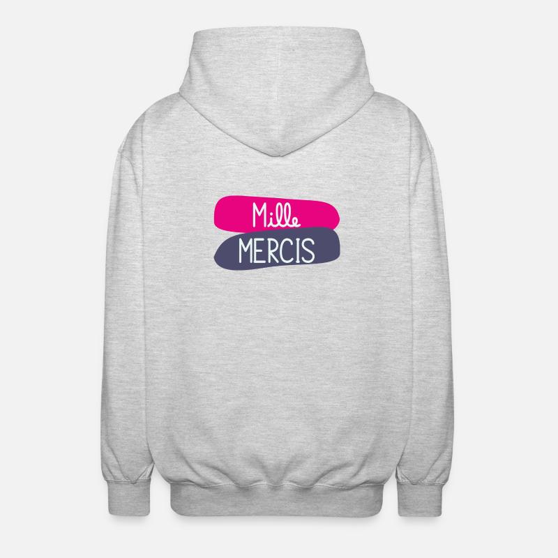 MERCI. MAÎTRESSE. MAÎTRE. MERCI MAÎTRESSE - Veste à capuche unisexe - gris clair chiné