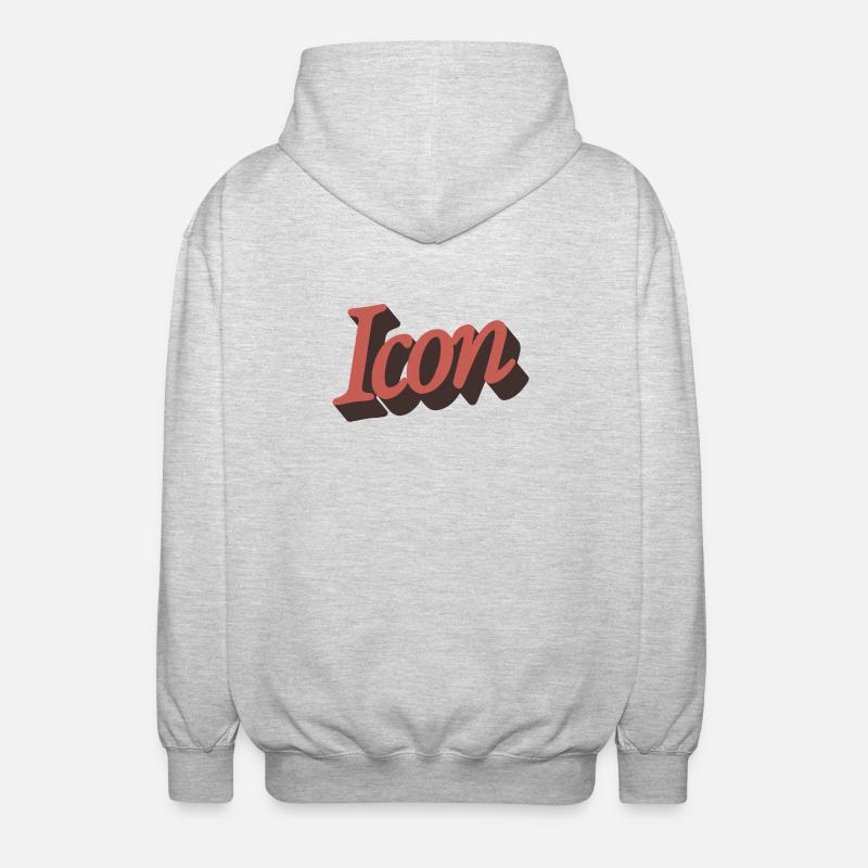 Retro Icon Script in Herbstorange - Unisex Kapuzenjacke - Hellgrau meliert