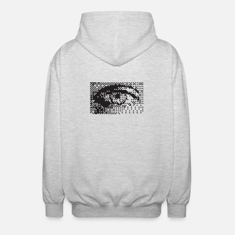 Midnight Pixel Eye Pattern - Unisex Hooded Jacket - light heather grey