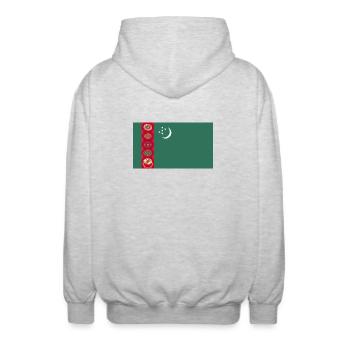 Turkmenistan National Flagge - Unisex Kapuzenjacke - Hellgrau meliert - Hinten - AI Model Male 185 light (185cm)