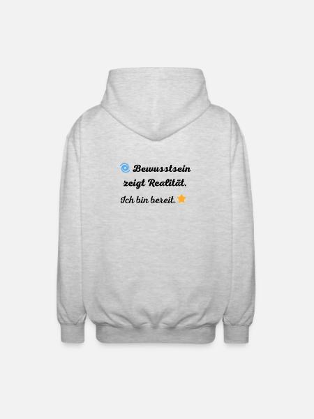 Bewusstsein_zeigt_Realitaet - Unisex Hooded Jacket - light heather grey