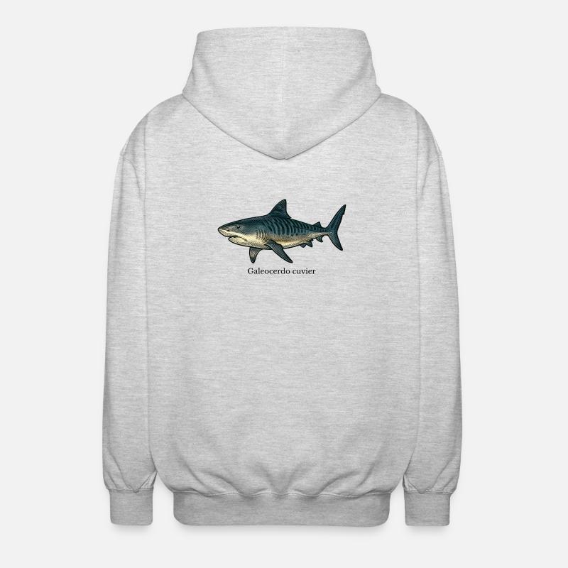 Dessin de requin tigre Galeocerdo cuvier - Veste à capuche unisexe - gris clair chiné