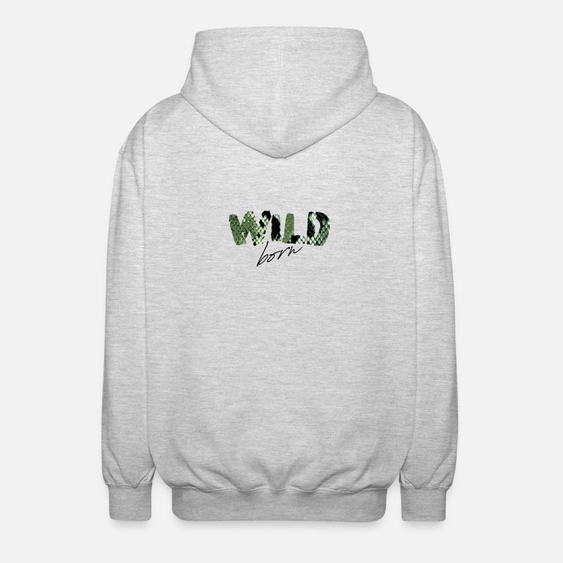 Wild Born Snake Print Buchstaben - Unisex Kapuzenjacke - Hellgrau meliert