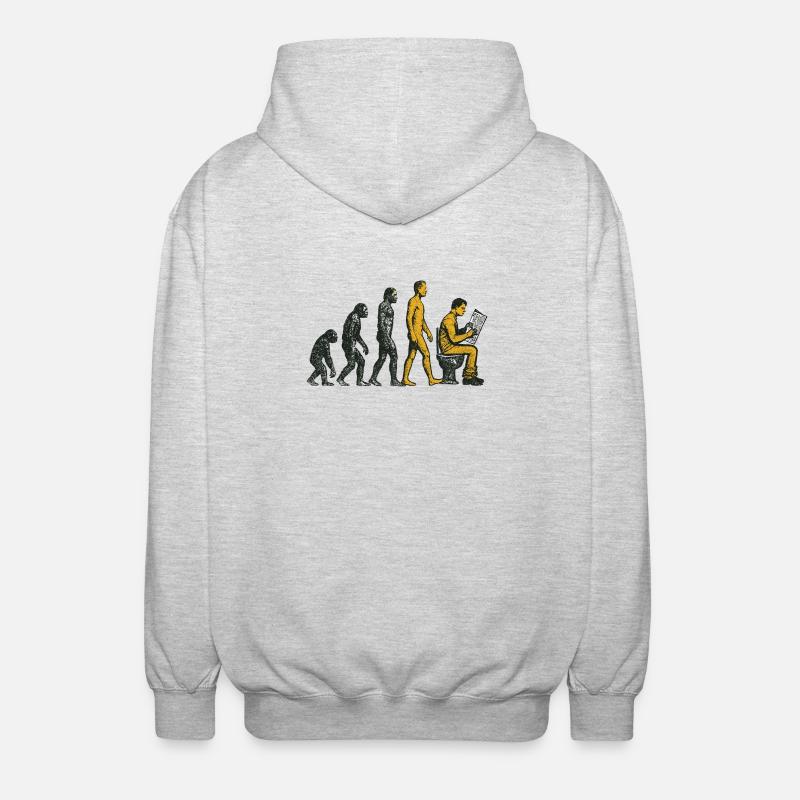 Evolution zum Klo-Mann Grunge Lustig - Unisex Kapuzenjacke - Hellgrau meliert