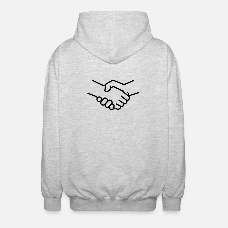 Handshake Hands Teamwork - Unisex Hooded Jacket - light heather grey