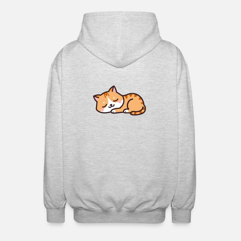 sleeping cat - Unisex Hooded Jacket - light heather grey