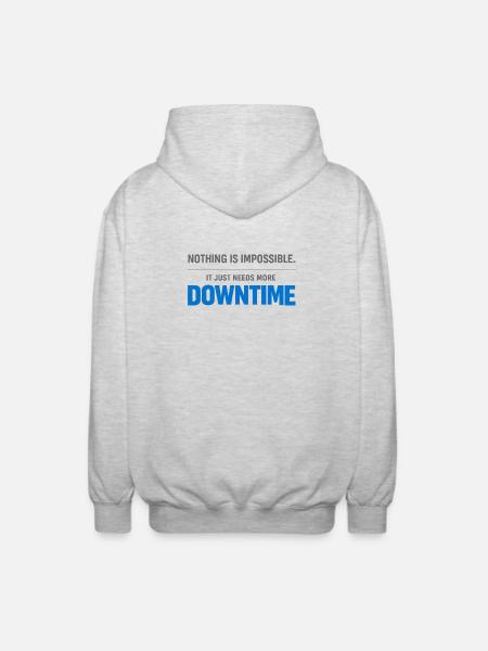 Nothing is impossible – More downtime - Unisex Hooded Jacket - light heather grey
