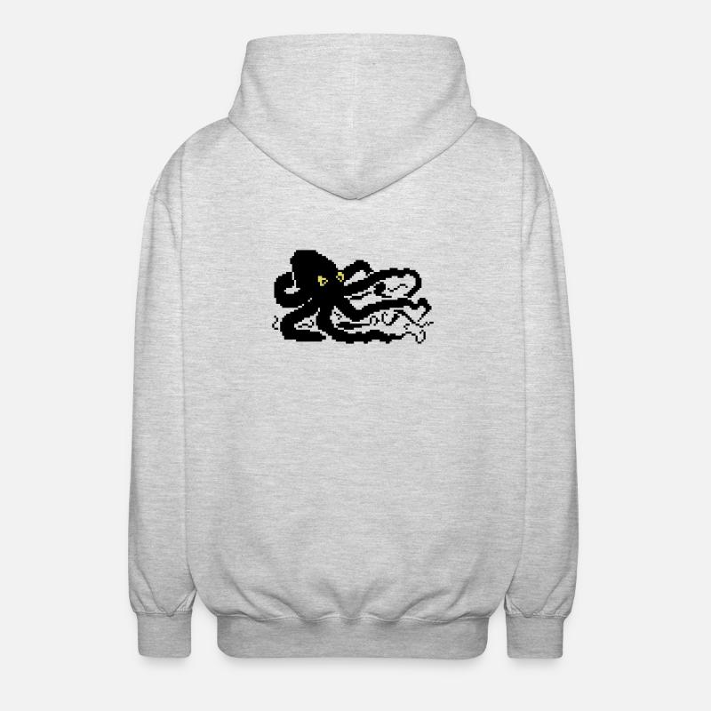 8bit pixel octopus - Unisex Hooded Jacket - light heather grey