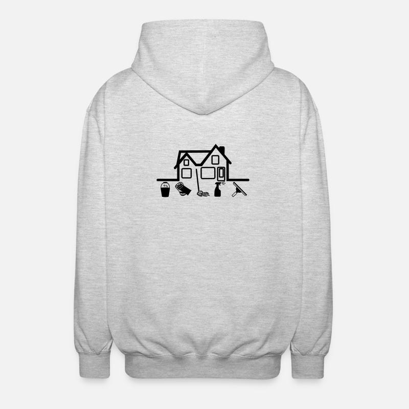 Maison avec outils de nettoyage - Veste à capuche unisexe - gris clair chiné