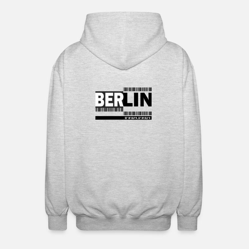 BERLIN - Barcode - Unisex Hooded Jacket - light heather grey