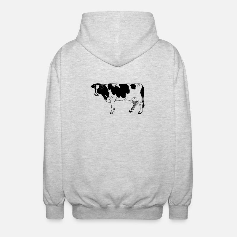 Kuh schwarzpelzig, Milchrasse - Unisex Kapuzenjacke - Hellgrau meliert