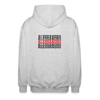 Alessandro T-Shirt gestapelter Text Geschenk T-Shirt - Unisex Kapuzenjacke - Hellgrau meliert - Hinten - AI Model Male 185 light (185cm)