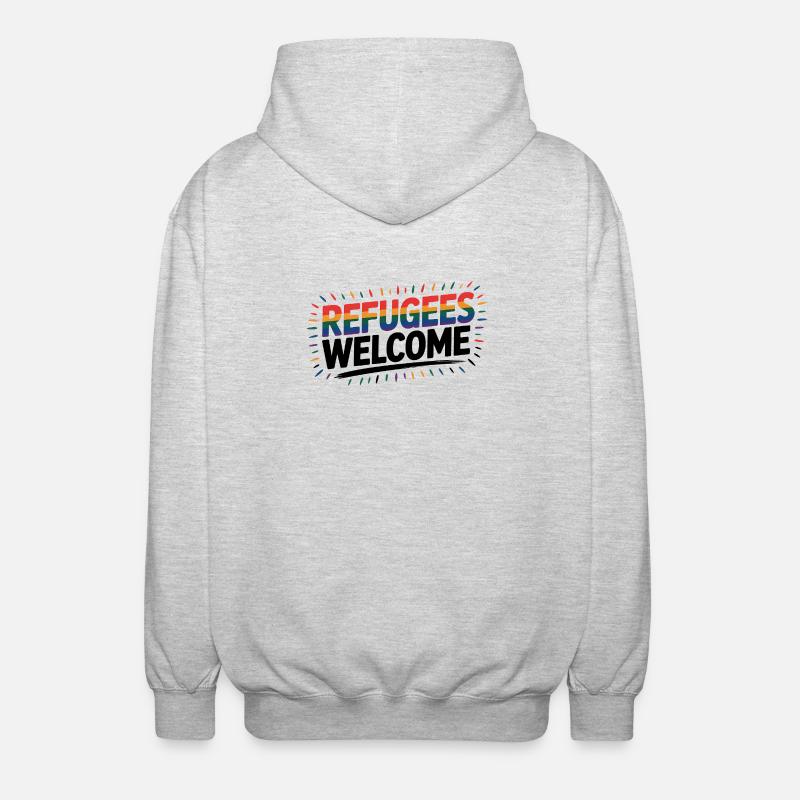Refugees Welcome - Cool Pride Logo - Unisex Kapuzenjacke - Hellgrau meliert