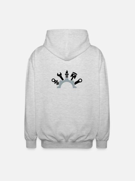 Car Mechanic Tool Logo - Unisex Hooded Jacket - light heather grey