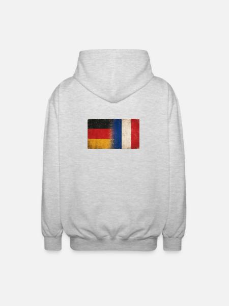 Germany France Friendship Grunge Flag - Unisex Hooded Jacket - light heather grey