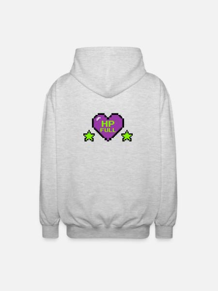HP Full Pixel Heart Logo - Unisex Hooded Jacket - light heather grey
