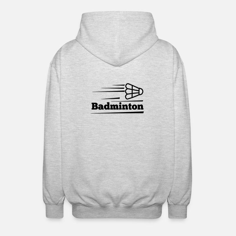 Badmintontext mit überfliegendem Shuttle - Unisex Kapuzenjacke - Hellgrau meliert