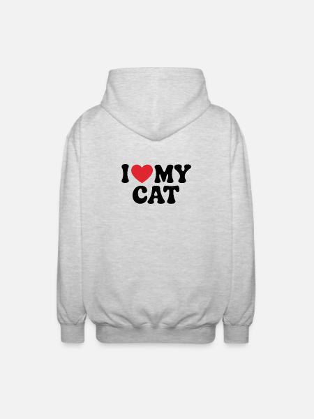 Love My Cat Pet Lover - Unisex Hooded Jacket - light heather grey