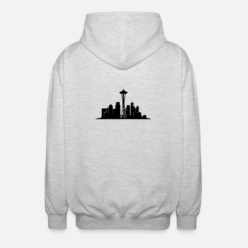 Seattle Skyline Silhouette - Unisex Kapuzenjacke - Hellgrau meliert