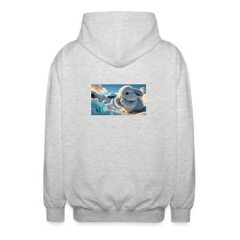 Un lapin de neige mignon avec des cristaux de glace - Veste à capuche unisexe - gris clair chiné - Dos - AI Model Male 185 light (185cm)