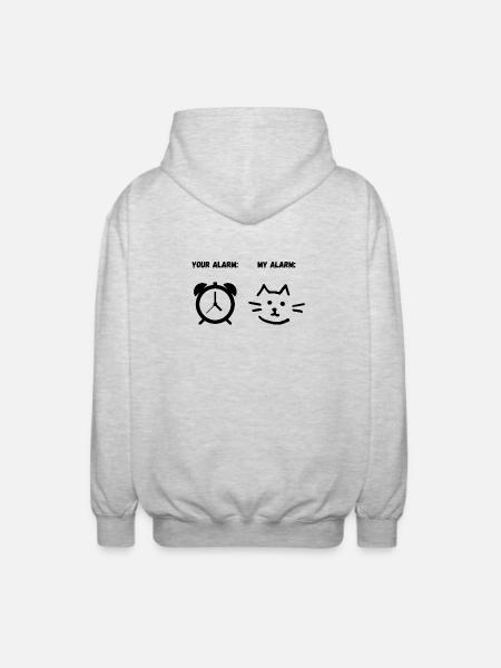 Funny cat Your alarm my alarm - Unisex Hooded Jacket - light heather grey