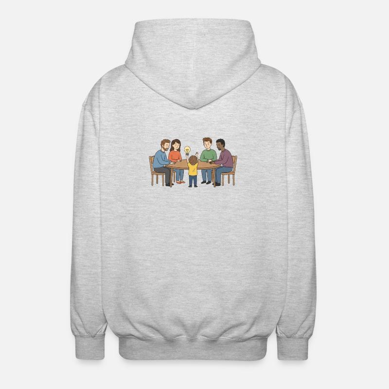 Kollektive Idee um einen Tisch - Unisex Kapuzenjacke - Hellgrau meliert