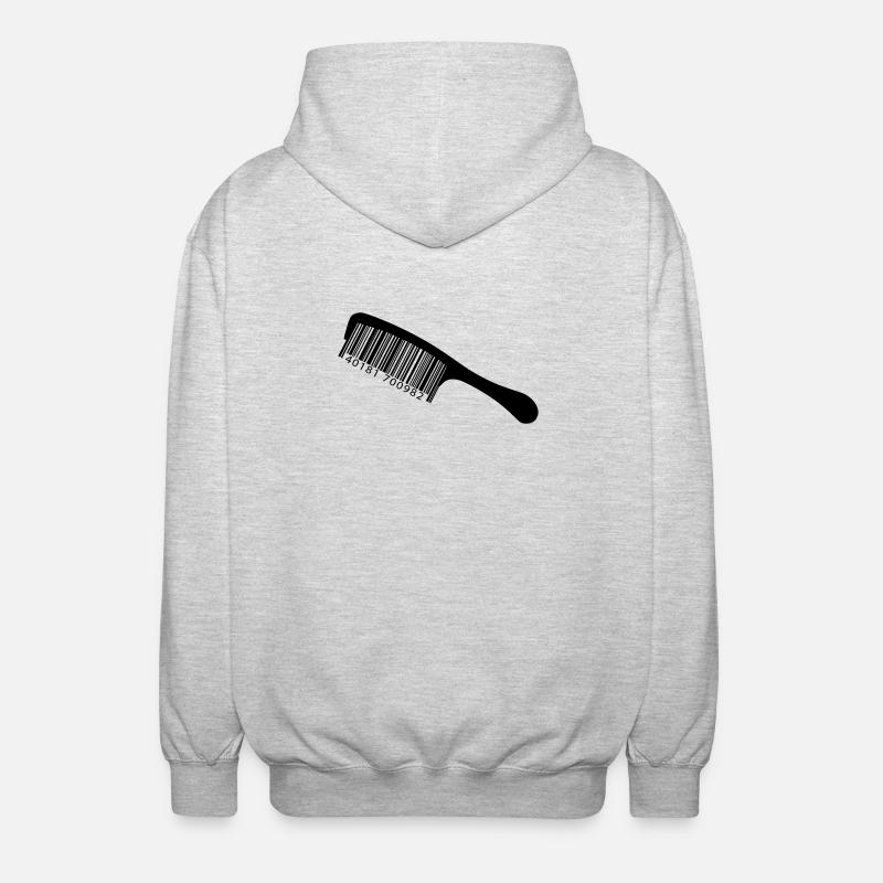 Illustrationskamm mit Barcode - Unisex Kapuzenjacke - Hellgrau meliert