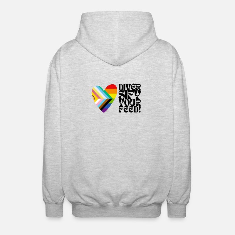 🌈♿ Diversify Your Feed –Progress Pride&Disability - Unisex Kapuzenjacke - Hellgrau meliert