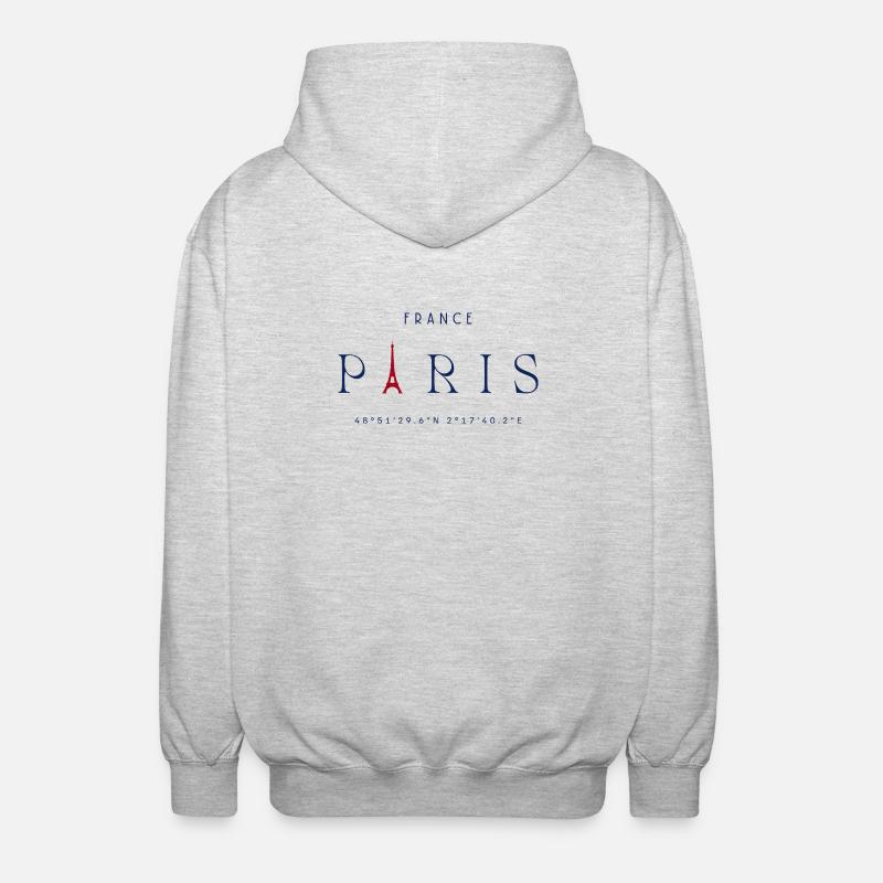 Paris Blue Eiffel Tower Red - Unisex Hooded Jacket - light heather grey