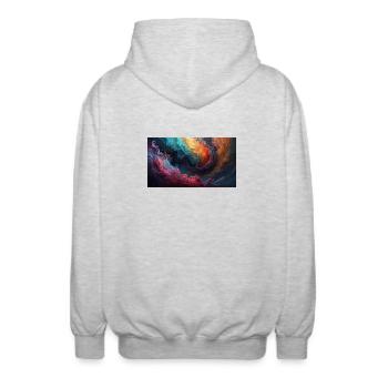 Tourbillon de couleurs, mer de brouillard - Veste à capuche unisexe - gris clair chiné - Dos - AI Model Male 185 light (185cm)