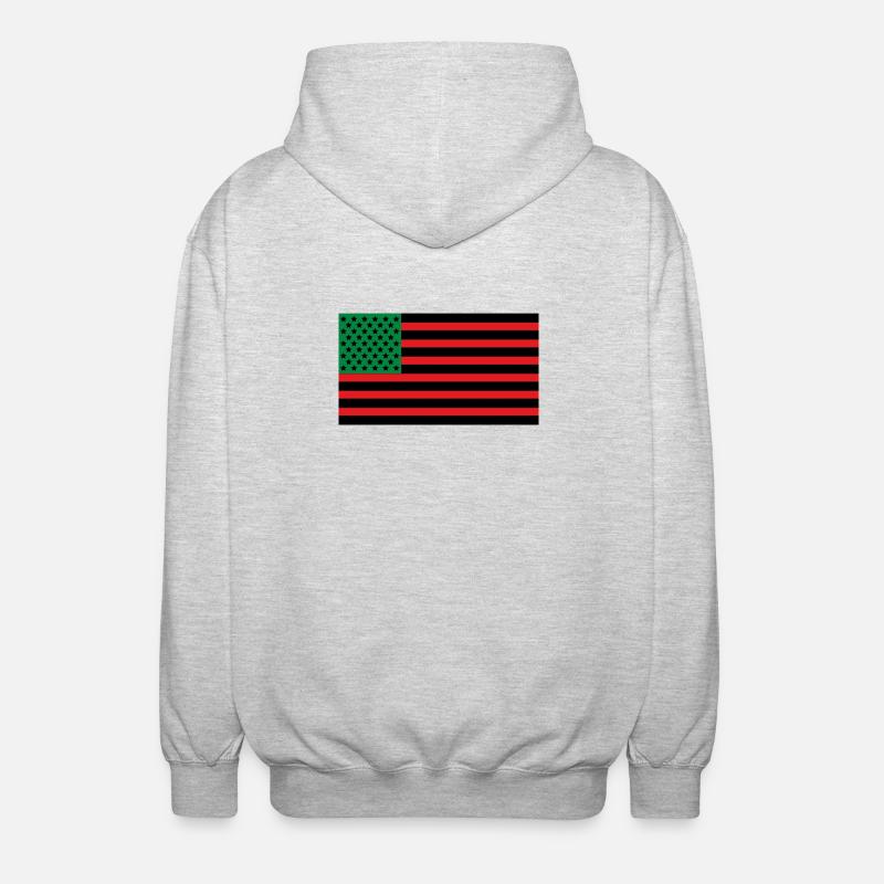African American flag - Unisex Hooded Jacket - light heather grey