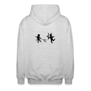 Un petit diable et un petit ange - Veste à capuche unisexe - gris clair chiné - Dos - AI Model Male 185 light (185cm)