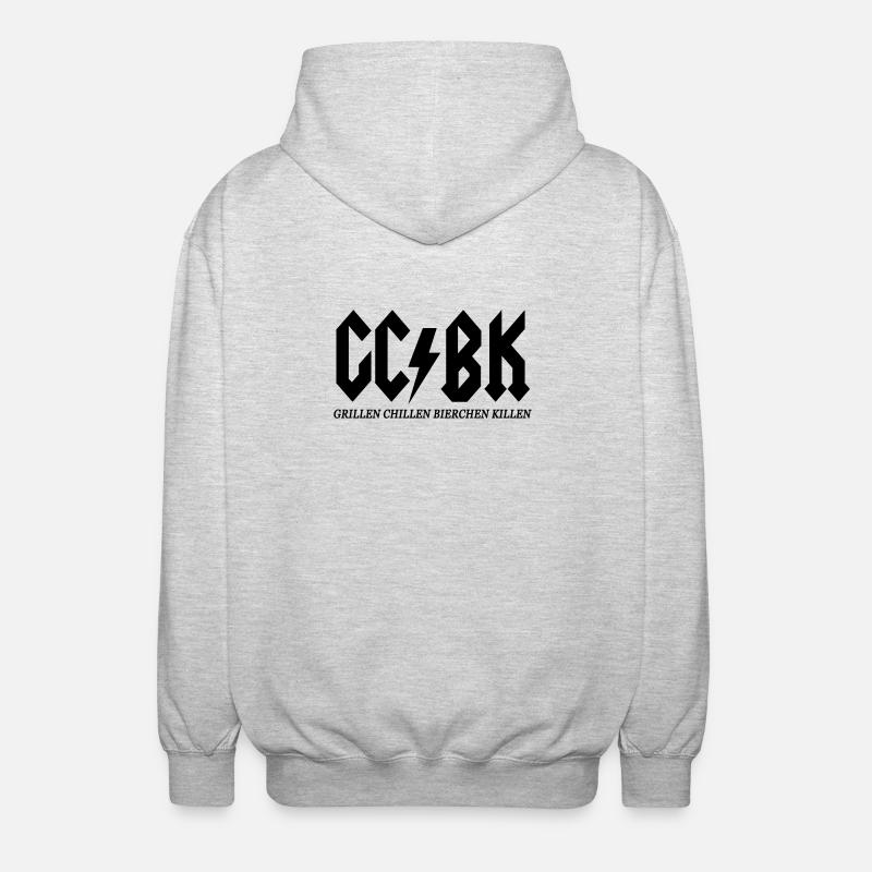 Grillen Chillen Bierchen Killen - Unisex Kapuzenjacke - Hellgrau meliert