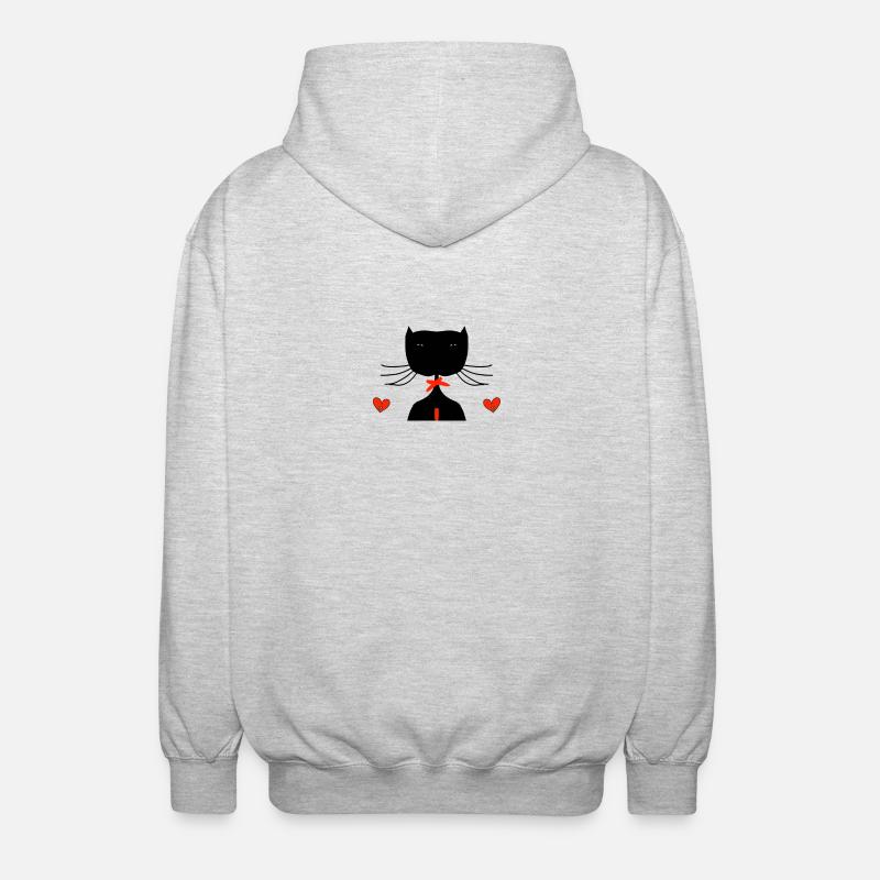 chat noir - Veste à capuche unisexe - gris clair chiné